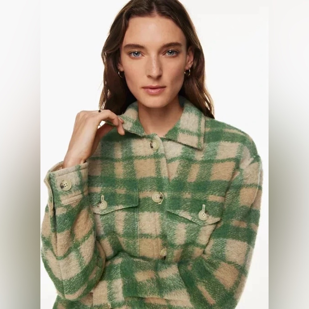 Joie flannel bottom up  jacket in Green Oversized XS